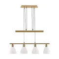 Produktbild: Lindby Hängelampe 4 flammig, höhenverstellbar Esstisch Pendelleuchte Glas Metall Messing matt Hängeleuchte Esszimmer Wohnzimmer Küche Bar Balkenpendelleuchte