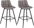 Produktbild: WOLTU 2er-Set Barhocker Designer Barstuhl Hocker Tresenhocker Bistrohocker mit Fußstütze Kunstleder Metall Dunkelgrau