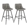 Produktbild: WOLTU Barhocker 2er Set Designer Barstuhl Hocker Tresenhocker Bistrohocker mit Fußstütze Kunstleder Metall Dunkelgrau