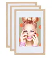 Produktbild: IDEAL TREND 3er 5er Set Holz Bilderrahmen Lifestyle Plexi Foto Rahmen Collage Wanddeko Poster S111: Farbe: 3er Pack Eiche | Format: 50x70