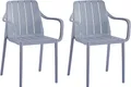 Produktbild: VORTIVO Gartenstuhl 2er Set Gray – stapelbar, wetterfest, UV-beständig & bis 200 kg. Für Balkon, Terrasse, Garten & Esszimmer.
