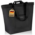 Produktbild: COTTARA® Einkaufstasche groß | Shopper mit Reißverschluss, verstärktem Boden und wasserabweisendem Material | Ideal als Tragetasche, Shopping bag, Badetasche Herren und Damen | schwarz 40L