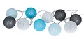 Produktbild: levandeo 10er Lichterkette LED Kugeln Lampions Baumwolle Blau Grau Cotton Girlande Deko Cottonballs