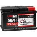 Produktbild: AGM Start-Stop Autobatterie 12V 80Ah 850A/EN PKW KFZ Batterie VRLA