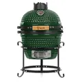 Produktbild: BBQ-Toro Kamado Grill Holzkohlegrill Haiiro Ø 32 cm | Grün | Mini Holzkohlegrill mit Thermometer & Holzgriffen | Keramikgrill rund | Ceramic Grill Ei, Smoker, BBQ Grillofen, Kamado BBQ