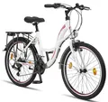 Produktbild: Licorne Bike Stella Premium City Bike in 24,26 und 28 Zoll - Fahrrad für Mädchen, Jungen, Herren und Damen - 21 Gang-Schaltung - Hollandfahrrad Citybike (Weiss, 24.00)