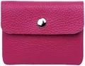 Produktbild: Caspar Kleiner Echt Leder Geldbeutel Damen Portemonnaie Geldbörse mit Reißverschluss & Druckknopf - GB416 - Made in Italy, Farbe:Fuchsia, Größe:Klein (11cm x 8cm)
