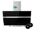 Produktbild: KKT KOLBE A+++ Dunstabzugshaube 80 cm Kopffreie Wandhaube Edelstahl schwarzes Glas Nachlaufautomatik LED-Beleuchtung SensorTouch-Bedienung HERMES8005S