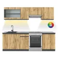 Produktbild: Vicco Küchenzeile Raul, Goldkraft Eiche/Anthrazit, 240 cm J-Shape, ohne Arbeitsplatte... goldfarben 240 cm x 81.6 cm x 46 cm