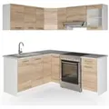 Produktbild: Vicco Rick Eckküche Weiß/Sonoma 187 x 167 cm AP MarmorRick ohne E-Geräte