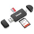 Produktbild: Vanja SD Kartenleser, 3-in-1 High-Speed Micro SD Karten Adapter für SD, SDHC, SDXC, MicroSD | Kompatibel mit iPhone 16/15, MacBook Pro/Air, iPad Pro, Smartphone (USB Type A & Type C, Micro-USB)