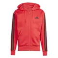 Produktbild: adidas Men's Essential Three Stripes Fleece Zipper Hoodie, Pure Ruby/Black, M