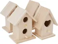 Produktbild: VBS Vogelhaus Deko-Vogelhäuser Birdy Minis, 8,5 cm x 7,5 cm x 11,5 cm und 9 cm x 7 cm x 11 cm 4er-Pack