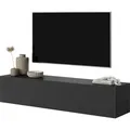 Produktbild: Selsey Veldio - TV-Hängeboard, schwarz mit geriffelten Fronten, 140 cm - Schwarz