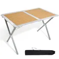 Produktbild: TIMBER RIDGE Campingtisch Faltbar 110x70cm Klapptisch für 4-6 Personen Falttisch Aluminium mit Aufrollbare Tischplatte Tragetasche Holzoptik für Picknick Garten Wandern Reisen