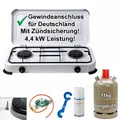 Produktbild: Campingkocher Gaskocher 2 flammig Zündsicherung 3 4 mit Gasflasche 11kg leer