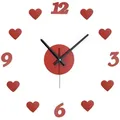 Produktbild: Relaxdays Wanduhr DIY, Wohnzimmeruhr mit Herzen & Zahlen, Ø 50-100 cm, Wandtattoo Uhr zum Kleben, 3D-Uhr Wand, rot