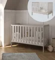 Produktbild: ZEE BAMBI Kaschmir Babybett 120x60 cm 2in1 mit Umbaubarriere Klassisches Gitterbett 3-Fach Höhenverstellbar Kinderbett mit Beißschutz