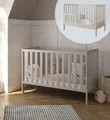 Produktbild: zee - Babybett Kinderbett, 2w1 Bett Bambi - Dreistufige Einstellung für Nicht Sitzendes, Sitzendes und Stehendes Kind - Zwei Abnehmbare Sprossen - mit Geländer - 60x120x86cm, Cachemire