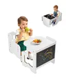 Produktbild: VEVOR Kinder Montessori Aktivitätstisch Lernstuhl Tafel Höhenverstellbar Weiß