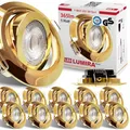 Produktbild: max K O M F O R T - 12x LED Einbaustrahler Ultraflach 5 Watt Gold schwenkbar 230V Rund warmweiß Deckenstrahler Spot Deckenspot Lumira