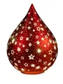 Produktbild: formano LED Deko Tropfen Sterne Rot 24 cm Glasleuchte + Timer (6h an / 18h aus) Farbglas Batteriebetrieben. - Stimmungslicht für Winter & Weihnachten - Dekoleuchte für gemütliches Zuhause