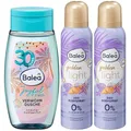 Produktbild: Balea 3er-Set Körperpflege: Duschgel JOYFUL TIMES Pflegedusche 30 Jahre, blumig-fruchtiger Duft, 250 ml + Deo-Bodyspray GOLDEN LIGHT frischer sommerlich-blumiger Duft, 0% Aluminum, 2 x 150 ml (550 ml)