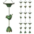 Produktbild: 3er Set Regenkette 123cm Regenablaufkette aus Metall Ablaufkette mit Vögeln