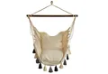 Produktbild: HOPLO Hängestuhl Hängesessel HC-10 Natur mit Quasten in grau und natur Baumwolle