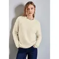 Produktbild: Rundhalspullover STREET ONE, Damen, Gr. 34, beige (soft beige), Feinstrick, 69% Nylon, 30% Baumwolle, 1% Elasthan, unifarben, oversize normal, Rundhals, Bündchen, Pullover, im angenehmen Materialmix