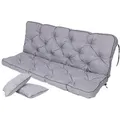 Produktbild: TexDeko Auflagekissen Ecolen Gartenbankauflage für Hollywoodschaukel mit Rückenlehne, (1x Gartenbankauflage für Hollywoodschaukel + 2x Kissen), UV-Beständig grau 110 cm x 56 cm x 50 cm