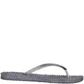 Produktbild: Ilse Jacobsen Damen Sandalen flach | Flip Flops mit Riemen | Schuhe mit Sohle aus Bast | Glitter Look | CHEERFUL01,Grau (Grau (006)),36 EU