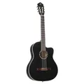 Produktbild: Ortega RCE125SN SBK Small Neck Thinline Satin Black Klassische Gitarre 4/4