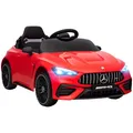 Produktbild: AIYAPLAY Kinder Elektroauto 12V Mercedes-AMG Kinderauto mit 2,4 GHz Fernbedienung, 2 Motoren, Kinderfahrzeug mit Musik, MP3, Sanftem Start/Stopp, Hupe, Federung, LED, Hilfsräder für 3-6 Jahre, Rot