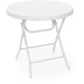 Produktbild: Relaxdays Gartentisch klappbar BASTIAN, rund, H x B x T: 74 x 80 x 80 cm, Metall, Kunststoff, Rattan-Optik, weiß