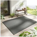 Produktbild: TaraCarpet Teppich Regina Teppich aus robustem Flachgewebe für In und Outdoor, rechteckig, Höhe: 7 mm, Küche Wohnzimmer Terrasse Garten Balkon uni anthrazit 140x200 grau rechteckig | 140 cm x 200 cm x 7 mm