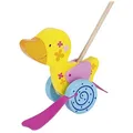 Produktbild: Goki 54913 Schiebetier Ente Susibelle, Laufhilfe aus Holz für Kleinkinder, Gelb,