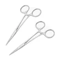 Produktbild: 2 Stück Piercingzange Set, 12.5cm Selbstverriegelnde Piercing Zange, Vielseitige Gerade Verriegelungszange mit Sägezahndesign Anti-Rutsch für DIY Handwerk Haustierpflege Hakenlöser Angeln