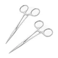 Produktbild: Piercingzange Set 2 Stück Edelstahl 12,5 cm Selbstverriegelnd Gerade für DIY