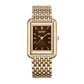 Produktbild: BURKER Damenuhr Olivia, Quadratische Damen Armbanduhr Gliederarmband Edelstahl Analog Quarz 3-ATM Wasserdicht - 29 mm - Gold Braun