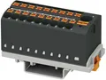 Produktbild: PHOENIX CONTACT PTFIX 6/18X2,5-NS35 BK Verteilerblock, Block mit senkrechter Ausrichtung und integrierter Einspeisung, 690 V, 24 A, Anzahl der Anschlüsse 19, Querschnitt 0,14 mm²-4 mm², 8 Stück