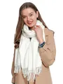 Produktbild: DonDon Schal Damen Winter Wollschal Winterschal warm weich 185 x 65 cm creme-weiß