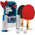 Produktbild: PRO-SPIN Tischtennisschläger Set - Mit Tischtennisnetz Für Jeden Tisch, Tischtennis bälle 3-Sterne, Tasche/Hülle | 2er-Set | Ausziehbares Mobiles Tischtennis Netz | Tolles Geschenk & Spiele
