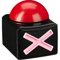 Produktbild: Relaxdays Buzzer mit Sound & Licht, Party Zubehör für Spielabende, batteriebetrieben, Quizbuzzer Kunststoff, rot/schwarz