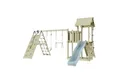 Produktbild: OutdoorToys Spielturm Roskilde, aus Holz in Eisblau mit Trapezstange