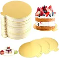 Produktbild: TONAUP 100 Stück Mousse Kuchen Bretter Gold Papier, Cupcake Dessert Zeigt Tray Kuchenplatte Runde Einweg Kuchen Board Kuchenunterlagen Kuchen Dessert Display Tray Cake Boards Rund Set, 8cm
