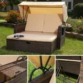 Produktbild: Liegebett Polyrattan Braun Sonneninsel Gartenliege Rattanbett Sonnenliege Sofa ⛅
