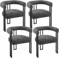 Produktbild: WOLTU 4xEsszimmerstühle, Sessel bequem modern, aus Chenille Metall, dunkelgrau