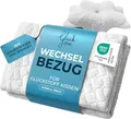 Produktbild: Glückstoff® Kissenbezug für Ergonomisches Kissen [mit Kühl- und Wärmeeffekt] aus Bambusfaser und Spandex | Weich & Kuschelig | Ersatzbezug | Weiß | Version: Ergo