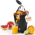 Produktbild: LEBENLANG Orangenpresse elektrische Edelstahl 600W - Inkl. Edelstahlkegel & BPA-Frei I Hohe Saftausbeute für Orangen & Zitronen I Elektrische Saftpresse elektrisch Entsafter Zitruspresse Fruchtpresse